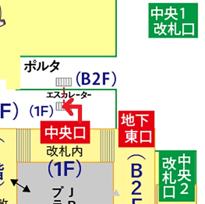 JR在来線京都駅中央口改札から地下東口への行き方